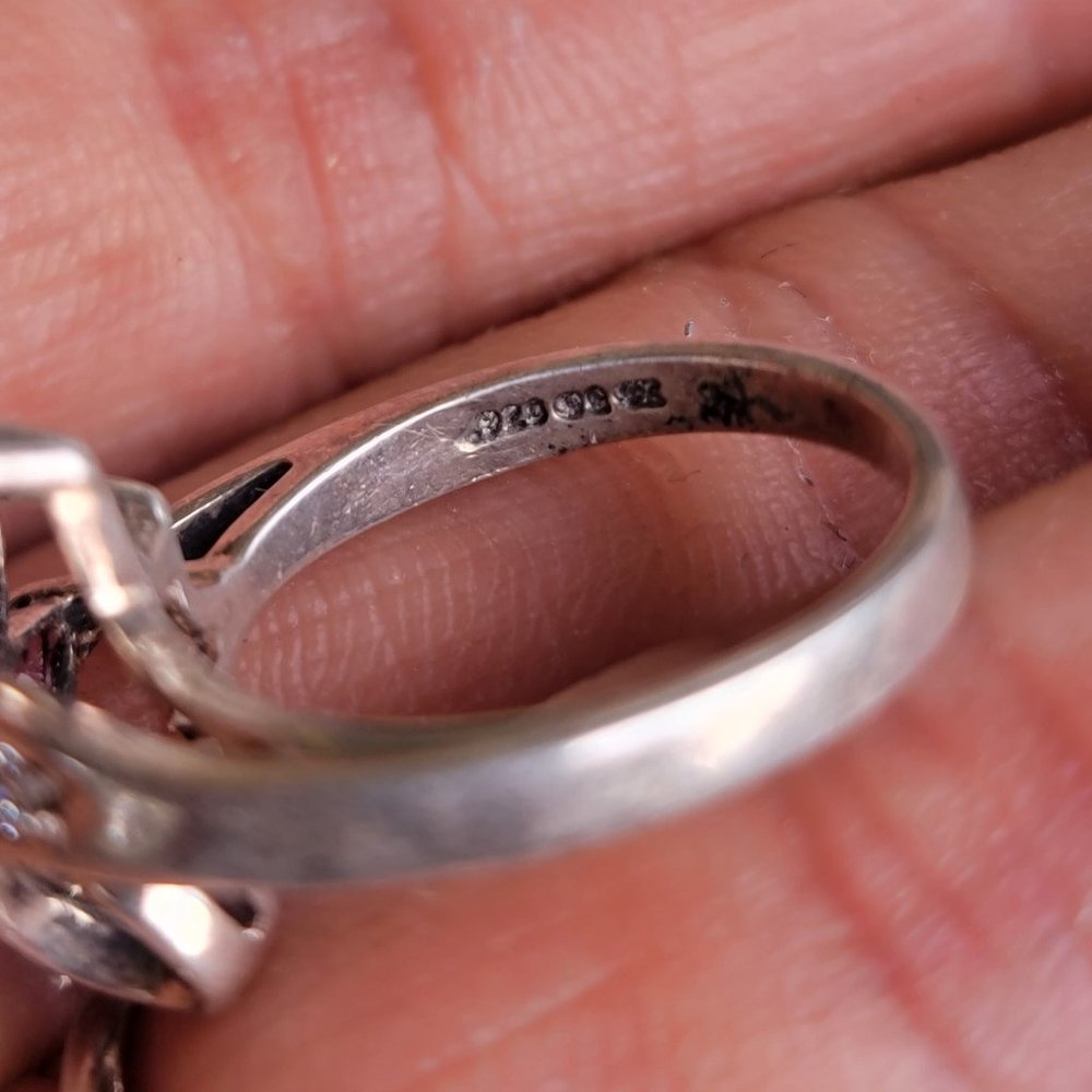 Absolutely stunning marquise prong set multi-colored gemstones 925 sterling ring - Picture 5 of 15